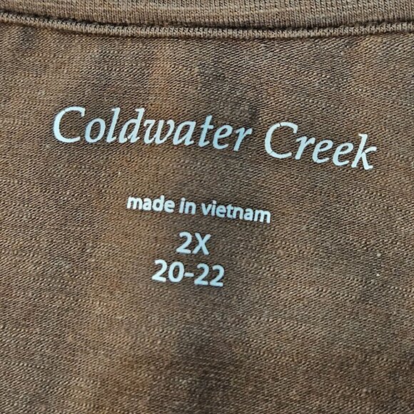 NEW! Coldwater Creek Cardigan Sweater 2X Brown Texture Trim Open Front - Picture 5 of 10